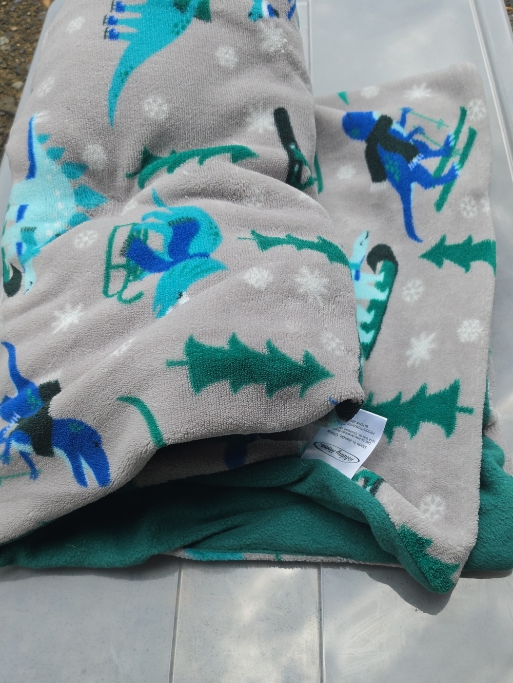 Hooded Dino Fleece Throw Blanket